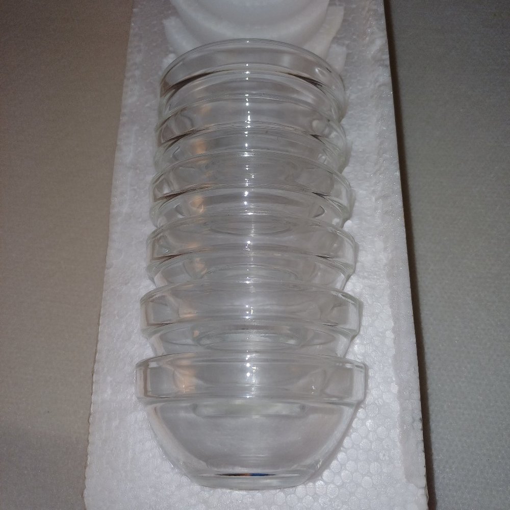 Clear Glass Bowl Small 3" Sauce Condiment Spice Drawn Butter Dish Salter Sturdy
